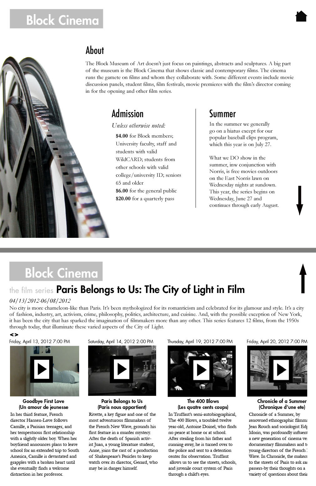 Block Museum App cinema page